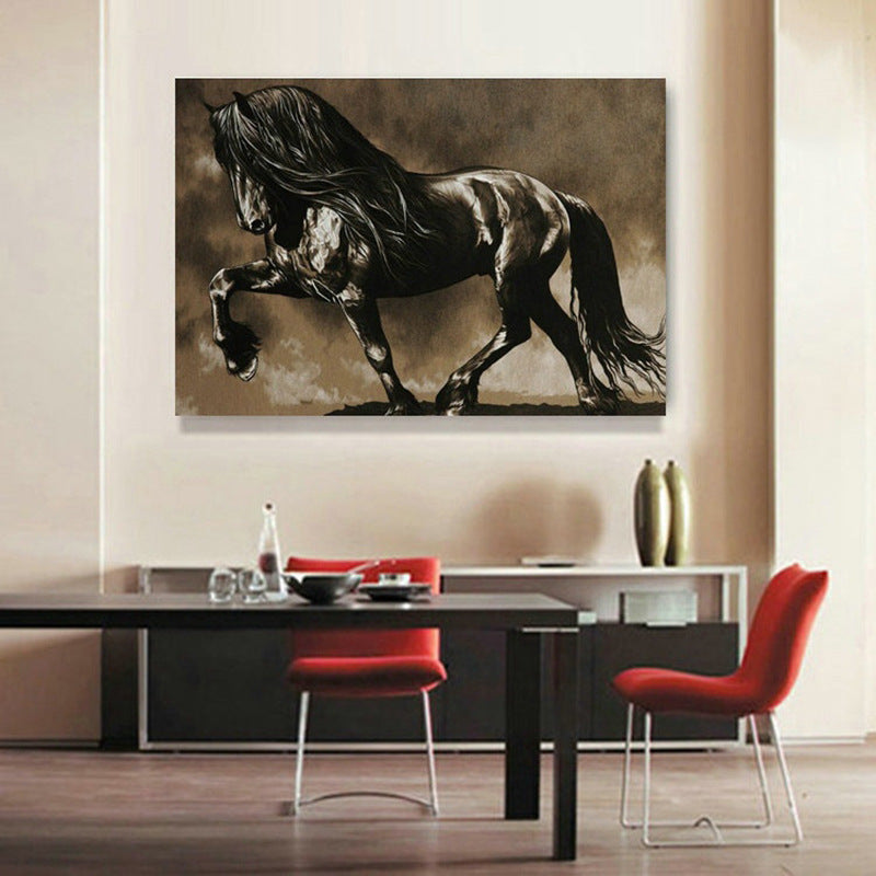 Black Horse HD Frameless Painting