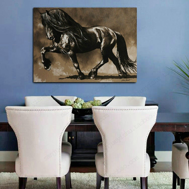 Black Horse HD Frameless Painting