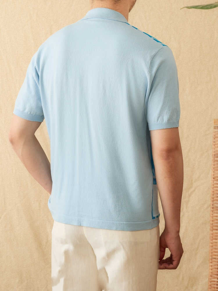 Cotton Striped Breathable Knitted Polo Shirt by VA