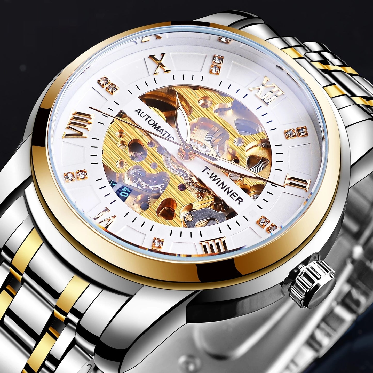 Men Hollowed-out Waterproof Mechanical Watch by VA