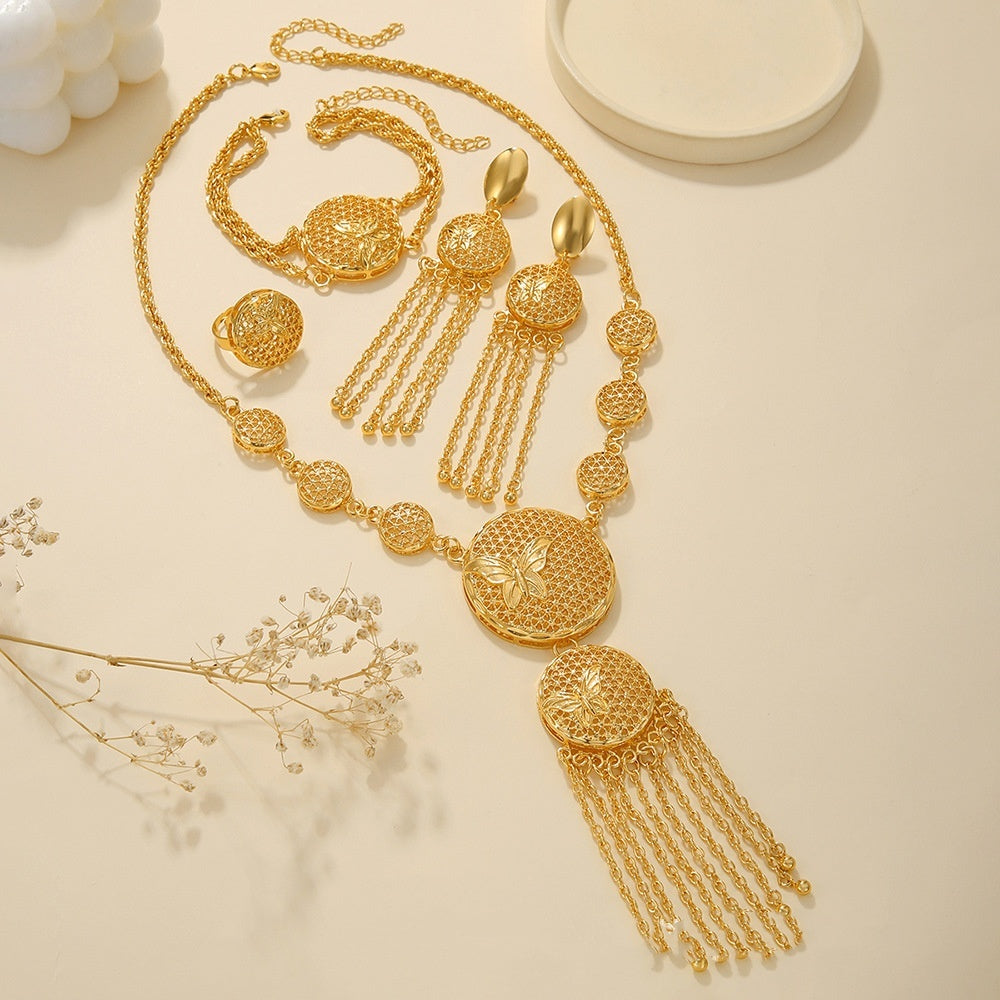Hollow Carved Necklace And Earrings Sets by VA