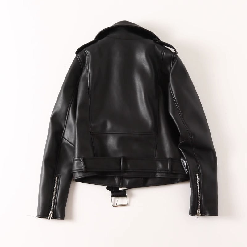 Women's Black Leather Jacket by VA
