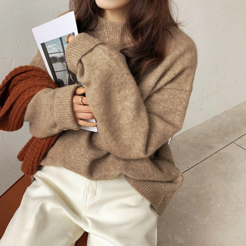 Women Soft Round Neck Sweater by VA