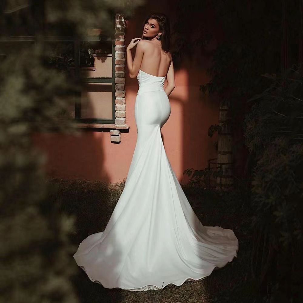 Women's Tube Top Satin Fishtail Gown Style Dress by VA