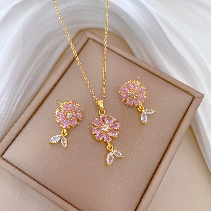 Luxury Full Diamond Necklace And Earrings by VA