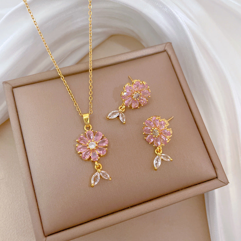 Luxury Full Diamond Necklace And Earrings by VA