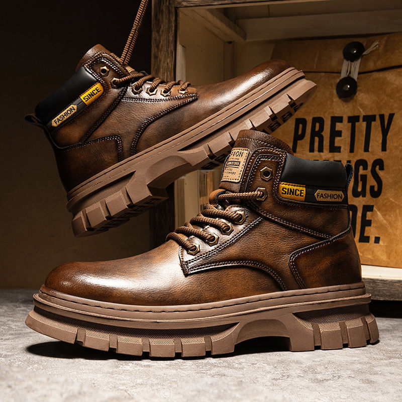 Men High Top Leather Martin Boots by VA
