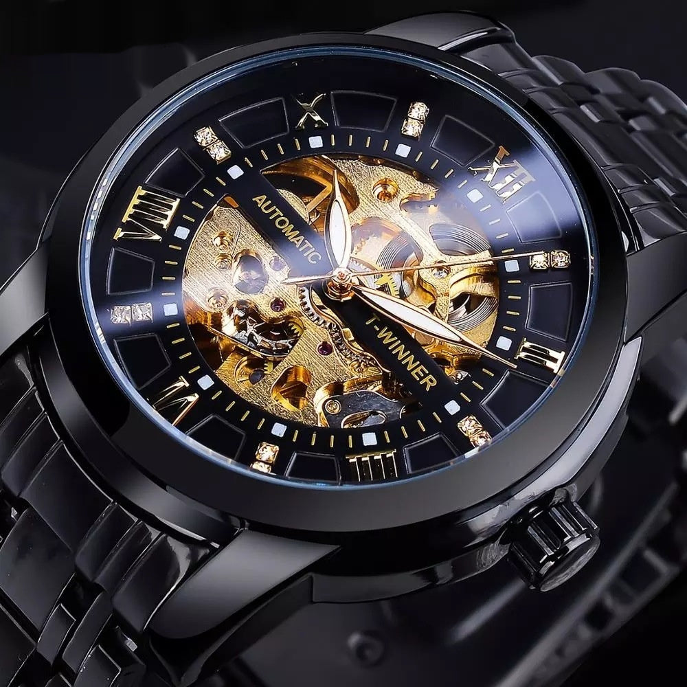 Men Hollowed-out Waterproof Mechanical Watch by VA