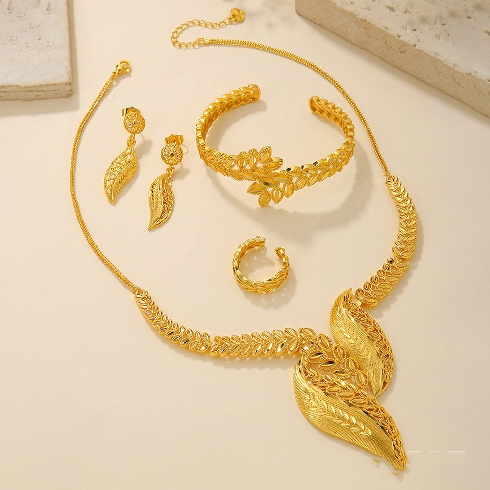 Hollow Carved Necklace And Earrings Sets by VA