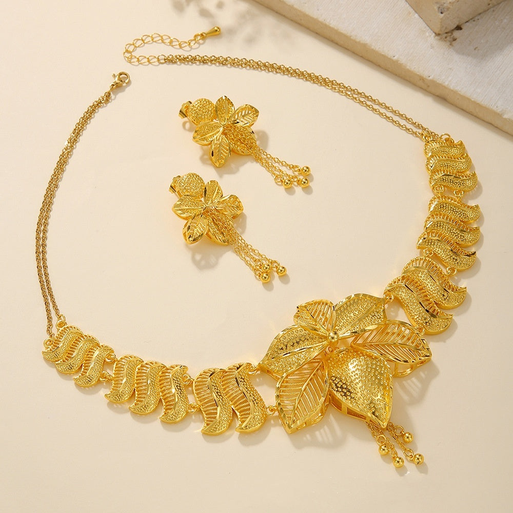 Hollow Carved Necklace And Earrings Sets by VA