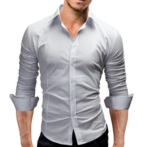 Men Slim-fit Long-sleeved Formal Shirt by VA