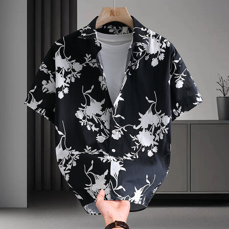 Men Short Sleeve Hawaiian Style Shirt by VA