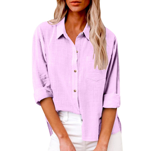 Women Long-sleeved Cotton Shirt by VA