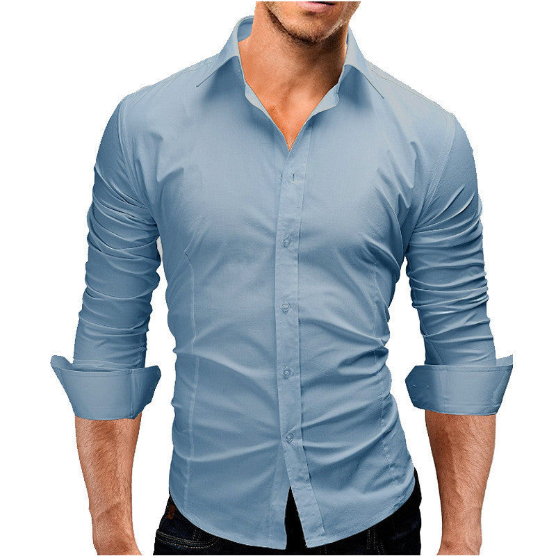Men Slim-fit Long-sleeved Formal Shirt by VA