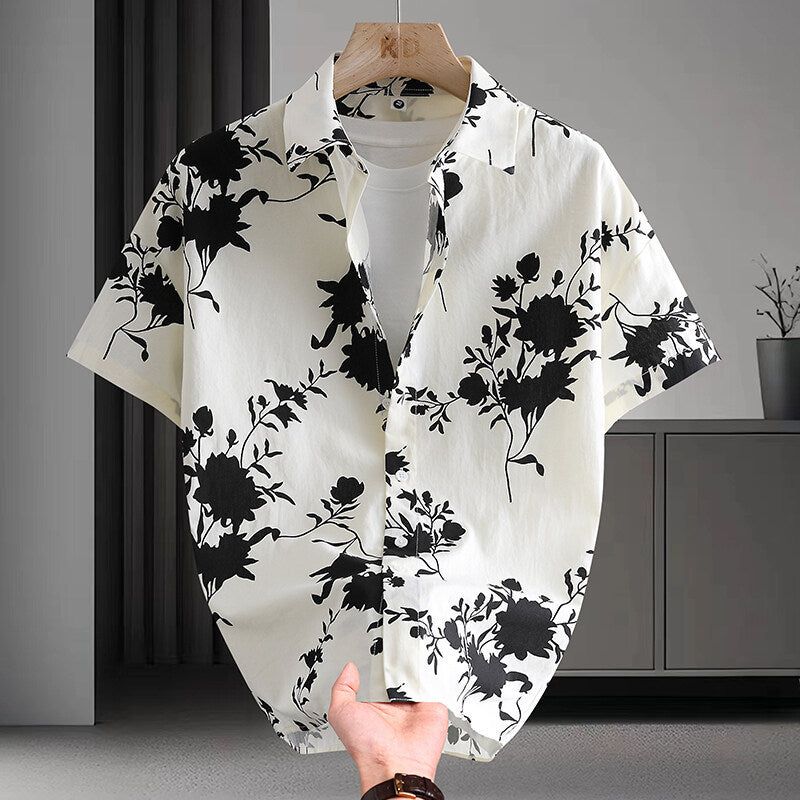 Men Short Sleeve Hawaiian Style Shirt by VA