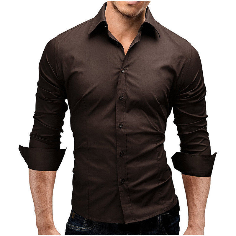 Men Slim-fit Long-sleeved Formal Shirt by VA