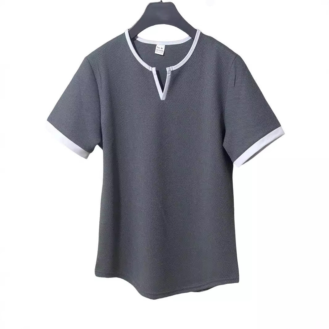 V Neck Outdoor Sports Waffle T-shirt