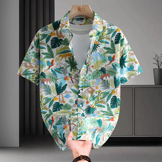 Men Short Sleeve Hawaiian Style Shirt by VA
