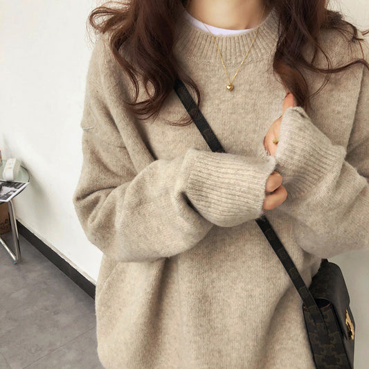 Women Soft Round Neck Sweater by VA