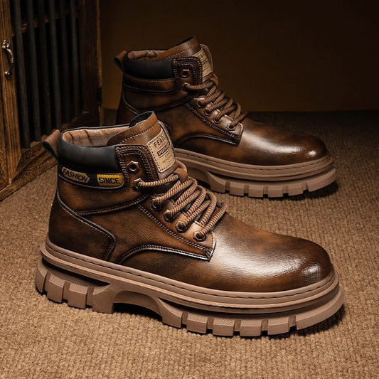 Men High Top Leather Martin Boots by VA