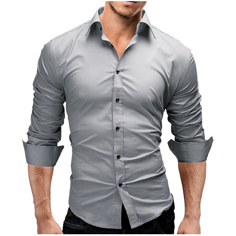 Men Slim-fit Long-sleeved Formal Shirt by VA