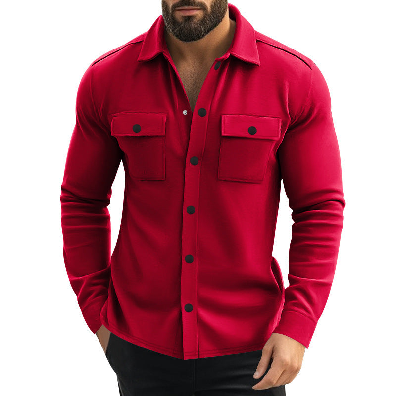 Men Lapel Multi-pocket Jacket by VA
