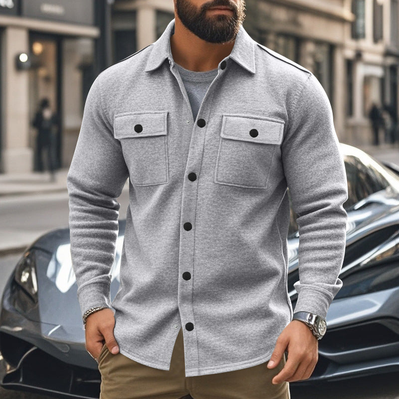 Men Lapel Multi-pocket Jacket by VA