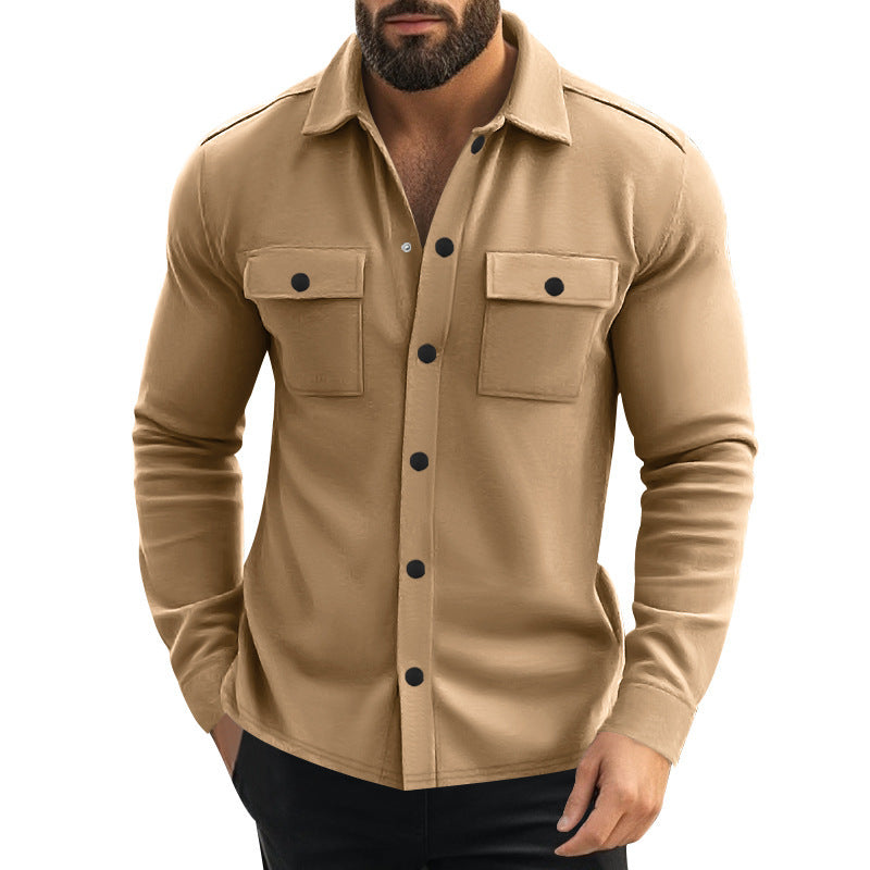 Men Lapel Multi-pocket Jacket by VA