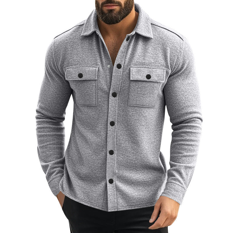 Men Lapel Multi-pocket Jacket by VA