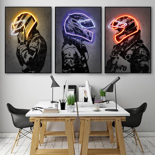 Neon Vintage Helmet Poster by VA