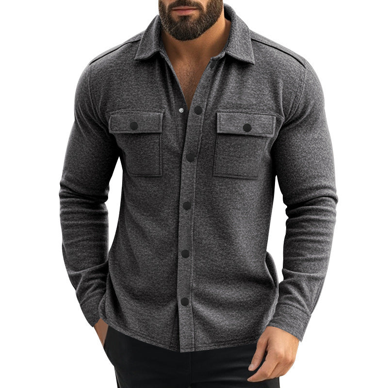 Men Lapel Multi-pocket Jacket by VA