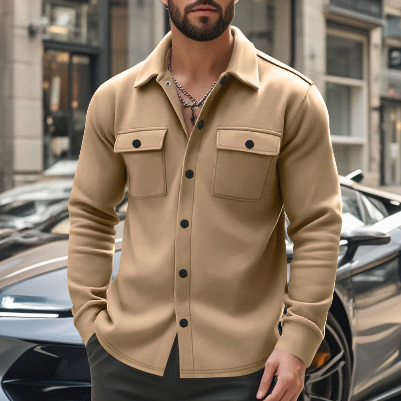 Men Lapel Multi-pocket Jacket by VA