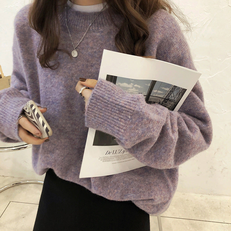 Women Soft Round Neck Sweater by VA