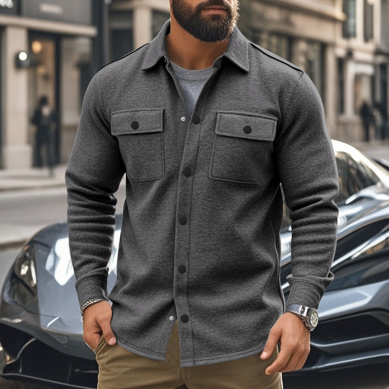 Men Lapel Multi-pocket Jacket by VA