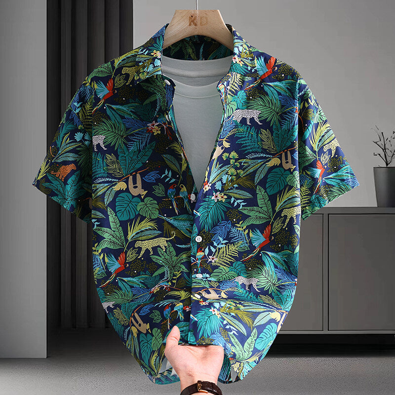 Men Short Sleeve Hawaiian Style Shirt by VA