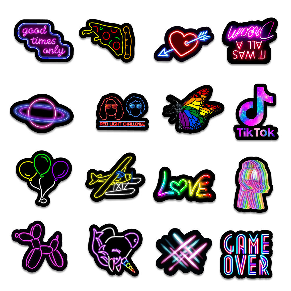 50 Neon Stickers Set BY VA