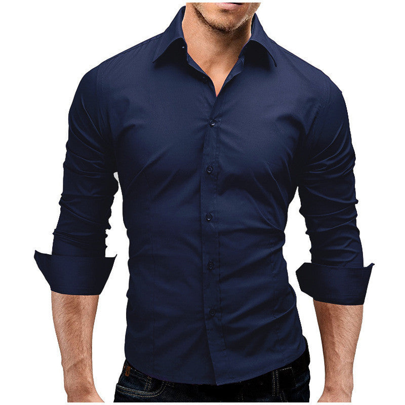 Men Slim-fit Long-sleeved Formal Shirt by VA