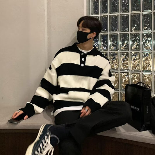 Men Loose Striped Sweater by VA