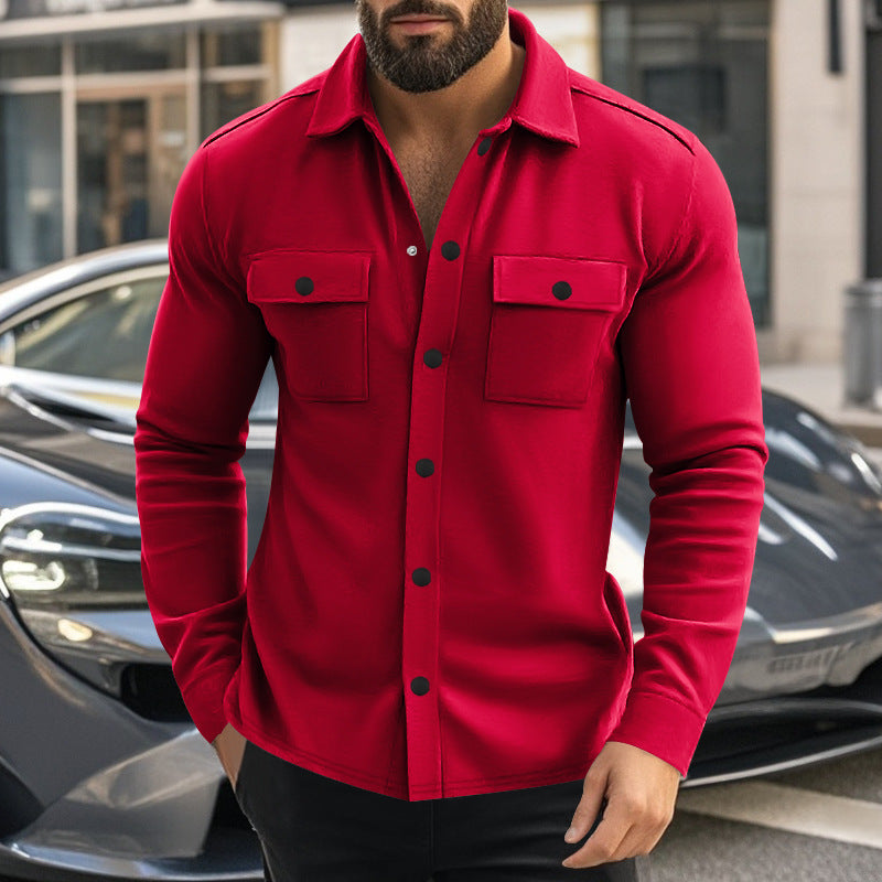 Men Lapel Multi-pocket Jacket by VA