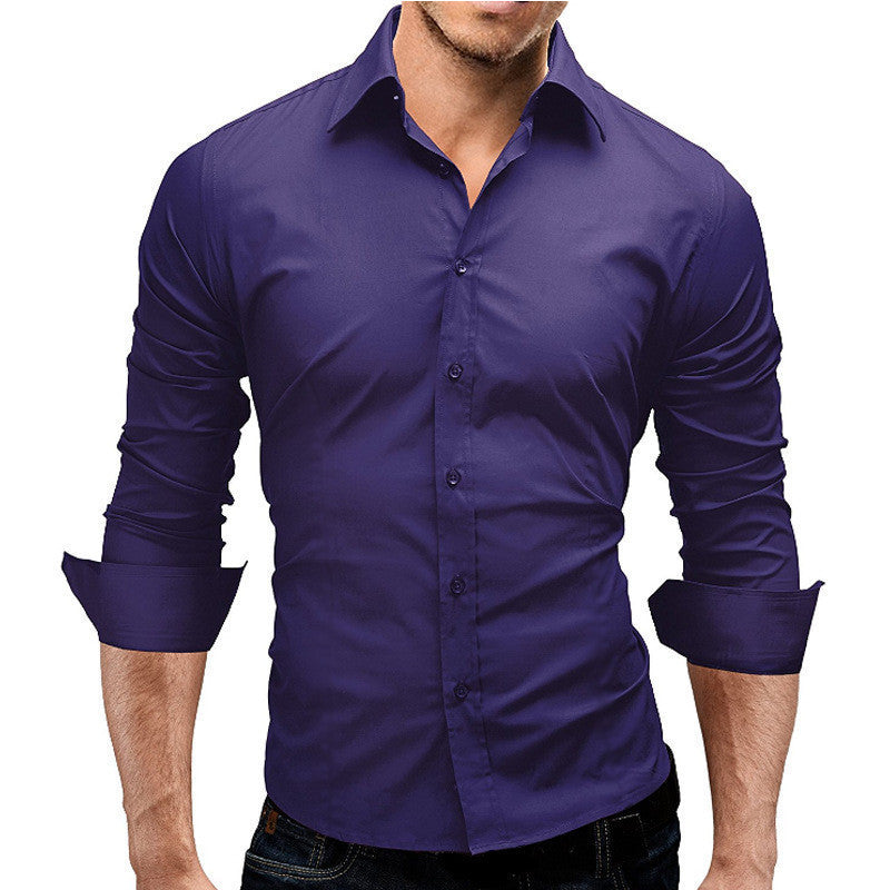 Men Slim-fit Long-sleeved Formal Shirt by VA