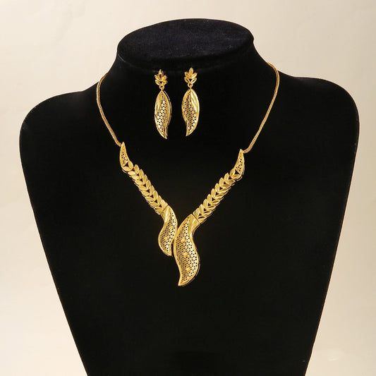 Hollow Carved Necklace And Earrings Sets by VA