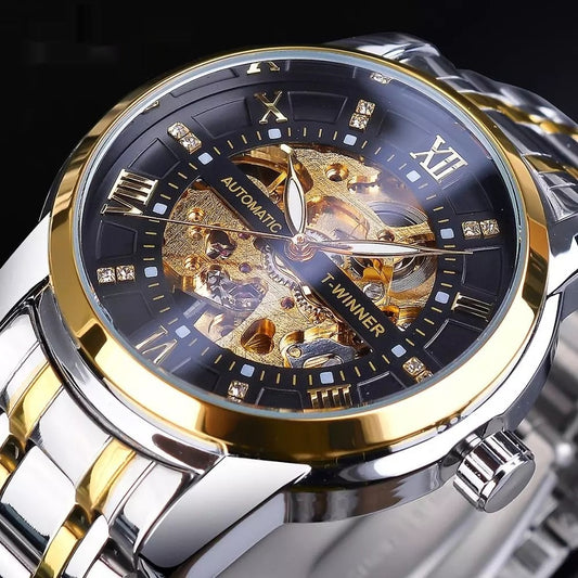 Men Hollowed-out Waterproof Mechanical Watch by VA