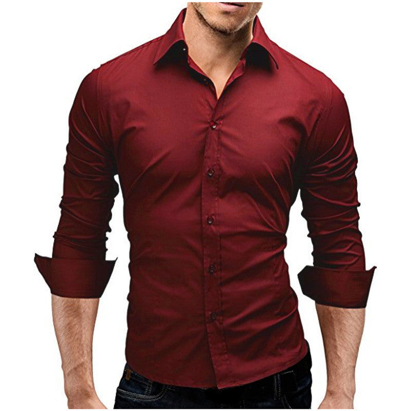 Men Slim-fit Long-sleeved Formal Shirt by VA
